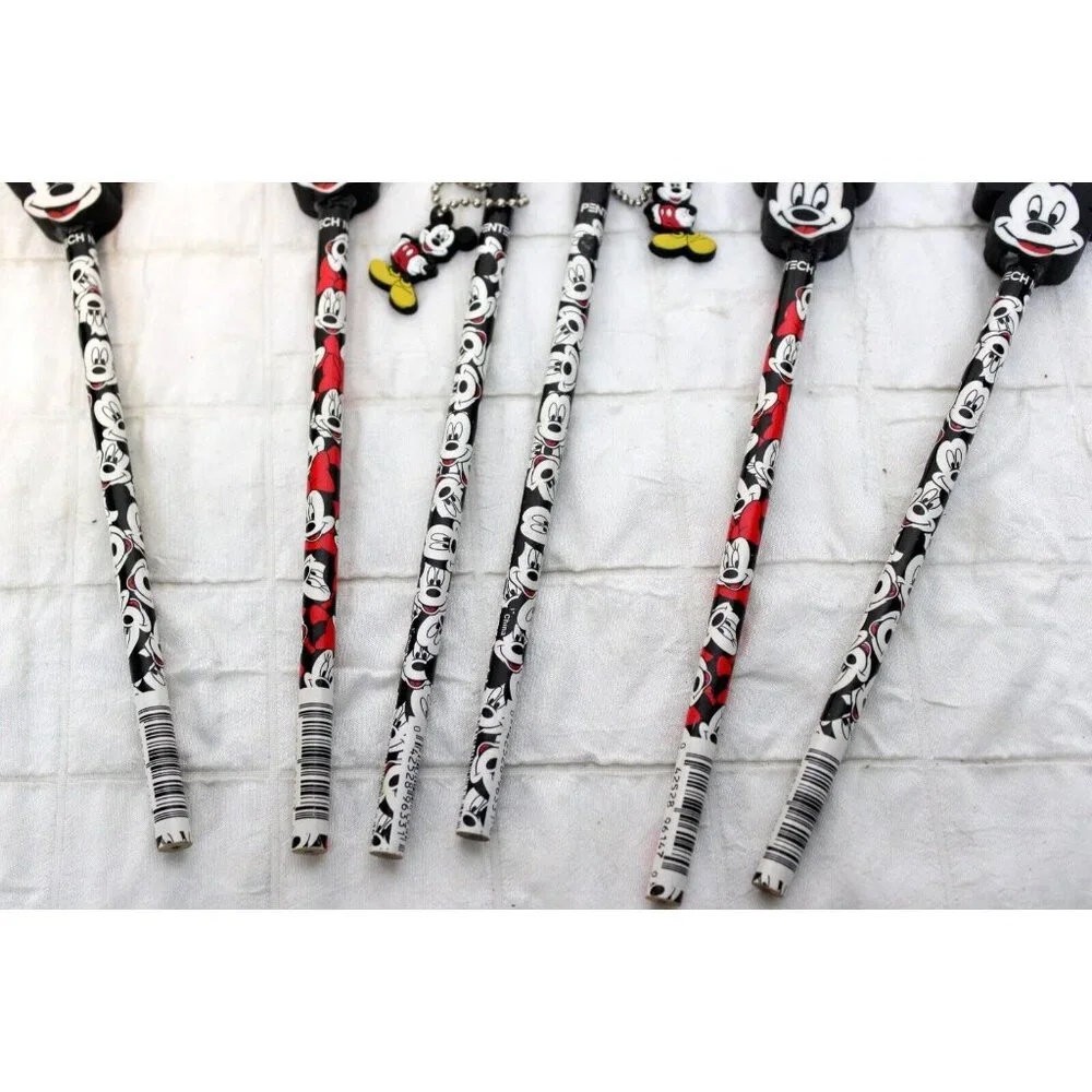 6 Vtg 90s Pentech Disney Minnie Mickey Mouse Pencils Erasers Charm Unsharpened